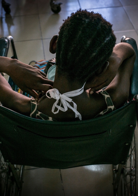 A patient at the Medecins Sans Frontieres (MSF) hospital in Kinshasa, DRC.