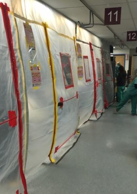 A view of the COVID-19 isolation ward inside Gallup Indian Medical Center (GIMC), a hospital in Gallup, New Mexico, in Navajo Nation. MSF advised the GIMC on patient flow for COVID and non-COVID patient and infection prevention control measures.