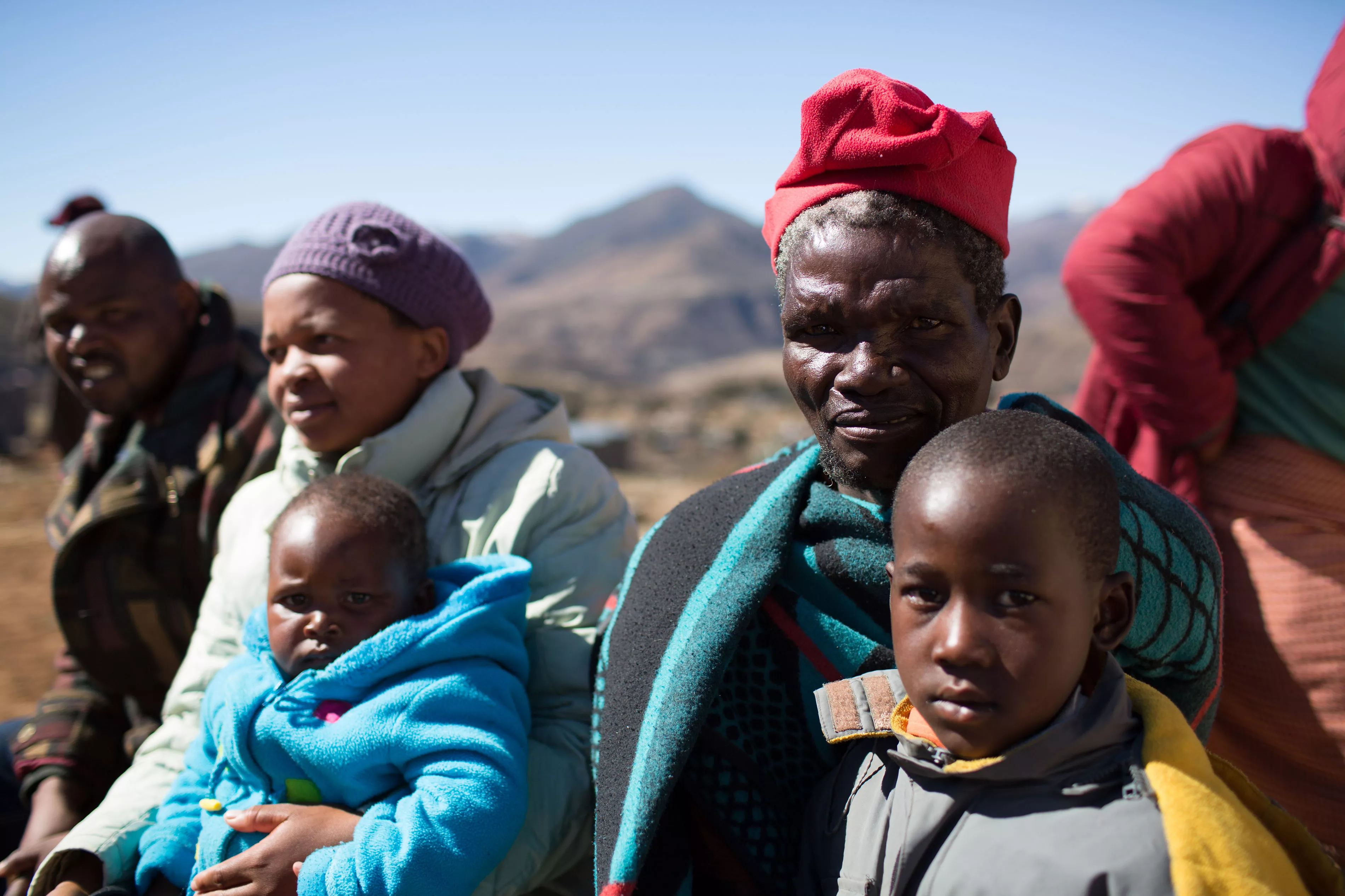 People waiting to be seen at Ramabanta Health Center. Ramabanta, Lesotho.
