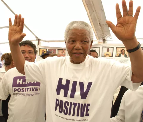 Nelson Mandela at the launch of a new MSF clinic in Lusikisiki