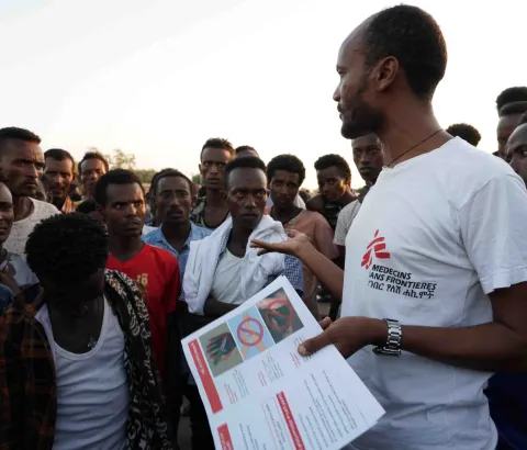 Yeshiwas Tesema MSF’s community and health education supervisor speaks about the risks of snakebites to migrant workers in Abdurafi town.
